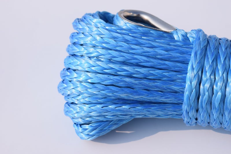 QIQU 1/4""*50ft Winch Rope Extension,Synthetic Winch Rope,Winch Cable,ATV Winch Line with Thimbles(Blue) - Image 3